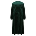 thumbnail image 5 of JNGSA Plus Size Formal Dresses for Women, Women's V Neck Long Sleeve Spring Dress Velvet Flowy Midi Dress Wedding Guest Cocktail Dresses, 5 of 6