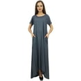 thumbnail image 3 of Bimba Robe Maxi Brune pour Femme à Ourlet Asymétrique avec Poches Grises et Foulard-6, 3 of 5