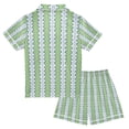 thumbnail image 2 of FORMRS Kids Short Sleeve Top and Pants Pajama Set Unisex Satin 2-Piece Sleepwear, Sizes 13-14Y, Green Stripe Pattern, 2 of 8