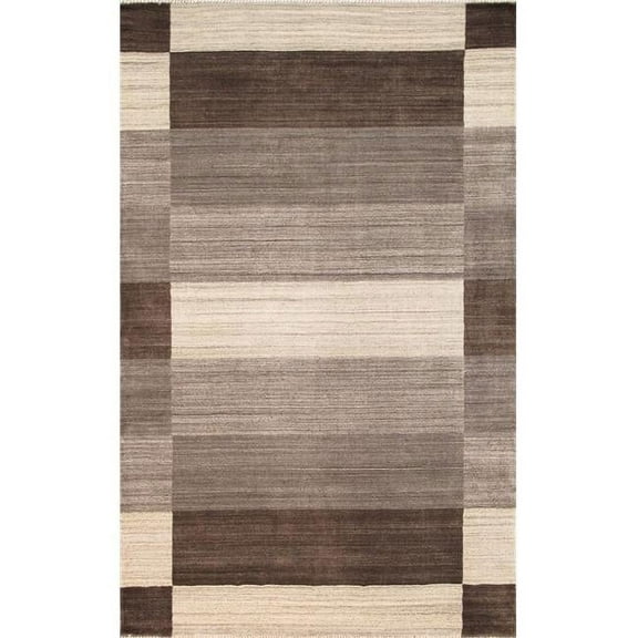 Pasargad Home Gramercy 5' x 8' Hand-Loomed Silk and Wool Brown Rug, For Indoor Space and all Age of Group