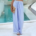 thumbnail image 3 of Womens Pants Elastic Waist Striped Print Lightweight Palazzo Pants Casual Wide Leg Pants with Pockets XL, 3 of 7