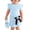 Blue, variant on WRKEKC Girls Summer Outfits Kids Floral Appliqué Ruffle Sleeve Top and Skirt 2 Piece Set for Toddler Girls 6 Months-3 Years