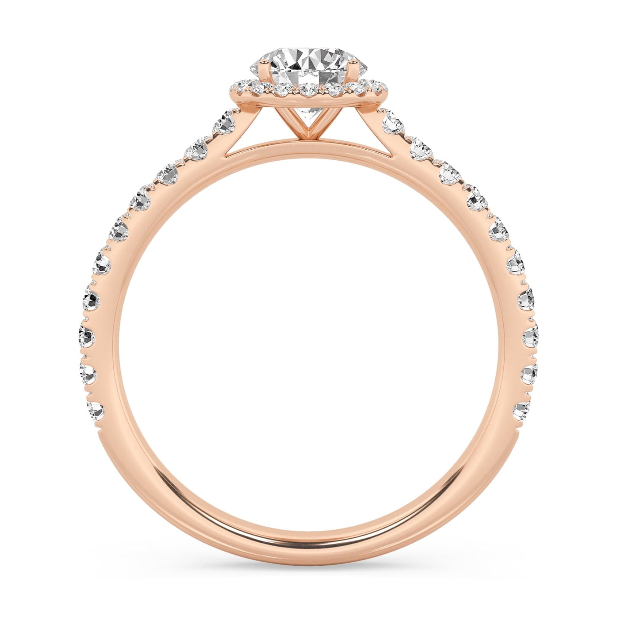 AFFY Halo Solitaire Engagement Rings For Women, 0.75 Carat (ctw) Lab Created Moissanite Promise Rings For Her In 10k Solid Rose Gold | VVS1 Quality Ring Size-9