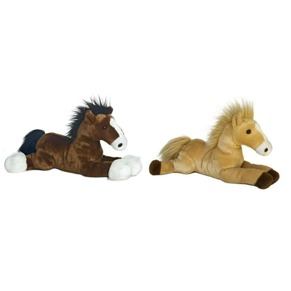 Set of 2 Aurora Stuffed Horses, CAPTAIN & BUTTERSCOTCH, 14" Long