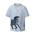 thumbnail image 5 of PAYOHTO Winter Landscape with Horse Mens Hawaiian Casual Short-sleeved Shirt Tropical Summer Beach Button Down Shirts, 5 of 7