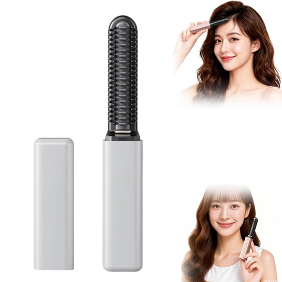 Mini Hair Straightener for Bangs, 2026 New Portable Mini Cordless Straightening Brush for Root Lift & Frizz Control