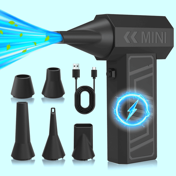 TIKBBRMG Compressed Air Duster - 150,000RPM Super Power Electric Air Duster, 4-Gear Adjustable Mini Rechargeable Cordless Air Duster Blower for Computer, Keyboard, Car, Outdoors, Home