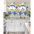 thumbnail image 4 of Blue Yellow Floral Spring Swag Kitchen Curtains Sets for Windows 24 Inch Length, Elegant Botanical Summer Short Window Curtain Panels Swags Valances and Tiers 3 Piece Set for Cafe/Dining Room, 4 of 5