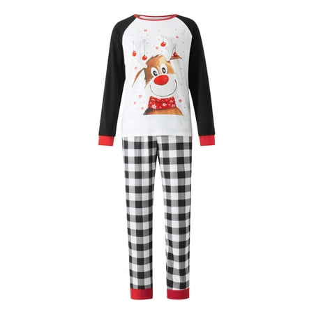 

Qmyliery Family Christmas Pajamas Matching Sets Pullover Tops Plaid Pants for Adults Kids Dogs Holiday Xmas Jammies Sleepwear