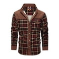 thumbnail image 3 of Fexilor Men's Corduroy Plaid Sherpa Lined Flannel Shirt Jacket Fleece Coat,Size S, 3 of 6