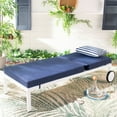 thumbnail image 5 of SAFAVIEH Yves Outdoor Sun Lounger, Navy/White, 5 of 12