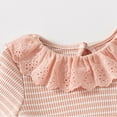 thumbnail image 3 of Odeerbi Infant Girls Long Sleeve Bodysuit Tulle Dress Striped Ruffle Cotton Dress Spring Fall Cute Flower Collar Dress Infant Girls Clothes, 3 of 6