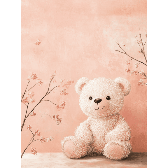 Cute Teddy Bear Canvas Painting/Wall Art Suitable for Living Room Bedroom Nursery Girl's Room and Office Decoration.