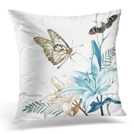 BSDHOME Beauty of Beautiful Flower on White Butterfly Pillow Case Pillow Cover 20x20 inch Walmart