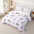 thumbnail image 3 of Feelyou Kawaii Football Twin Quilt Set for Girls, Girly Purple Bowknot Twin Coverlet Set, 2-Piece, 3 of 7