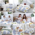 thumbnail image 5 of 3 Piece Summer Lemon Duvet Cover Set Full Size, Microfiber Comforter/Quilt Cover with Corner Ties and 2 Pillowcases, Navy Blue Spring Floral Botanical All Season Soft Bedding with Zipper Closure, 5 of 8