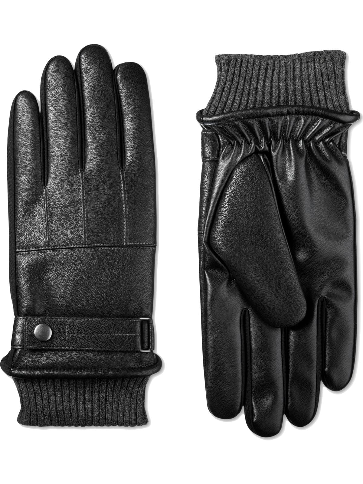 Isotoner Isotoner Mens Faux Leather Fleece Lined Winter Gloves