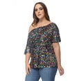 thumbnail image 4 of Women's Plus Size Sequin Sexy One Shoulder Short Sleeve Holiday Top, 4 of 5