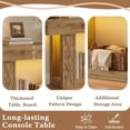 thumbnail image 6 of Homieasy 63" Farmhouse Console Table - Natural Oak, with Outlets, LED Lights & 2-Tier Storage, Unique Geometric Pattern Sofa Table for Living Room, Hallway, Foyer, 6 of 7