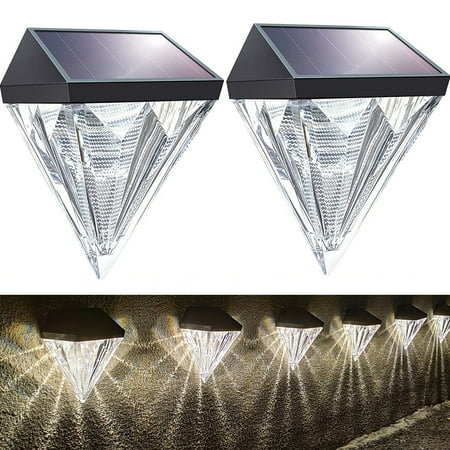 

2pcs Solar Wall Light Outdoor LED Solar Fence Light Auto ON/OFF Solar Deck Light IP55 Waterproof Solar Step Light with Warm White Light for Stairs Yard Garden Pathway