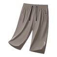 thumbnail image 3 of Mens Capri Pants Elastic Waist Drawstring 3/4 Length Pants Zipper Pockets Cropped Pants Quick Dry Breathable Workout Running Outfits, 3 of 8