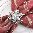 thumbnail image 4 of THLKIF 6PCS Christmas Napkin Rings Silver Snowflake with White Rhinestone Napkin Holder for Christmas Thanksgiving Holiday Party Table Decoration, Snowflake Napkin Rings Table Buckle Holder (1.7''), 4 of 9