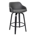 thumbnail image 2 of Armen Living Alec Modern Faux Leather Swivel Barstool in Black and Gray, 2 of 7