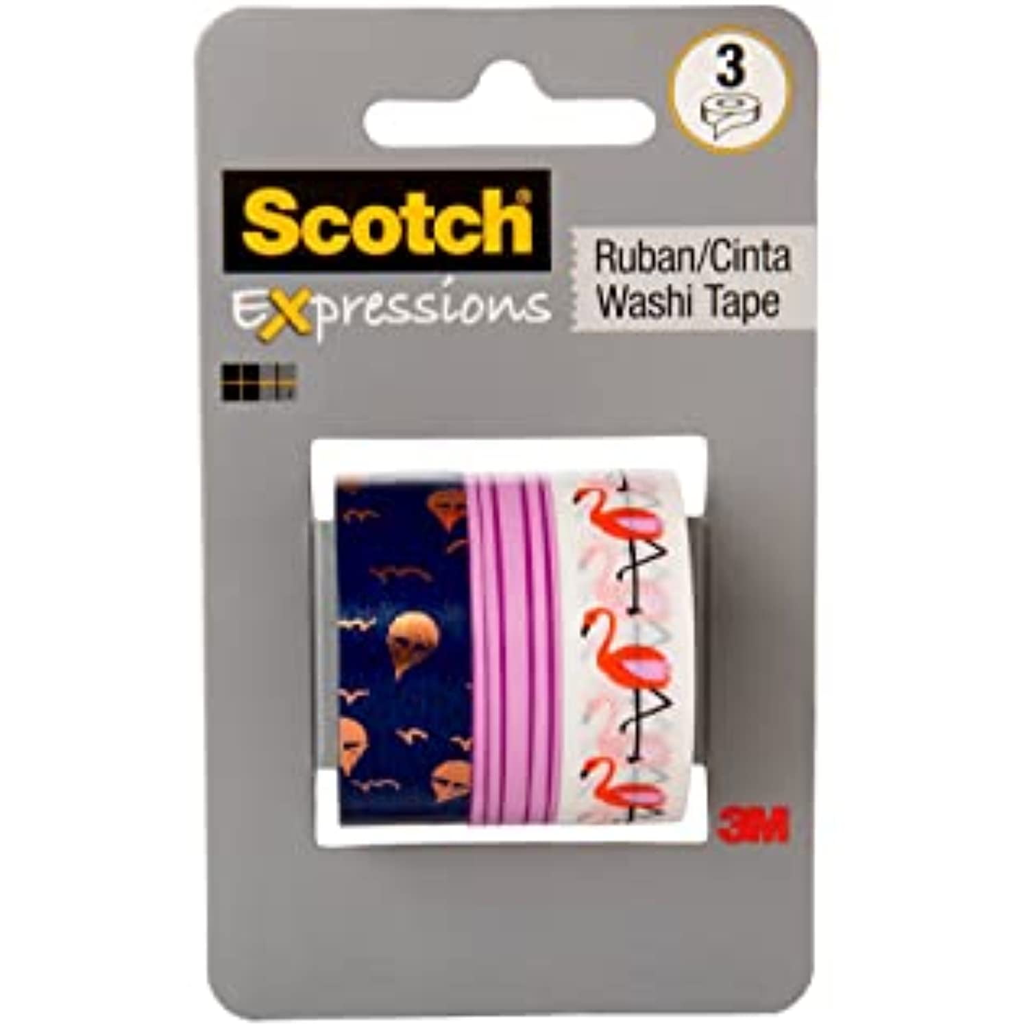 Scotch Expressions Washi Tap, 3 Rolls, Assorted Sizes, Great for Decorating and Crafts (C1017-3-P31)