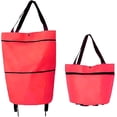 thumbnail image 1 of 2023 Nouveau Sac de Courses Pliable 2 en 1, Chariot de Courses Léger Pliable, Chariot D'Épicerie sur Roues Pliable, Sac de Rangement Rétractable avec Roues (D Rouge), 1 of 5