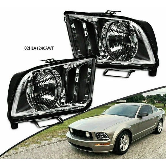 Fit For 2005-2009 Ford Mustang Replacement Headlights Headlamp L R Pair