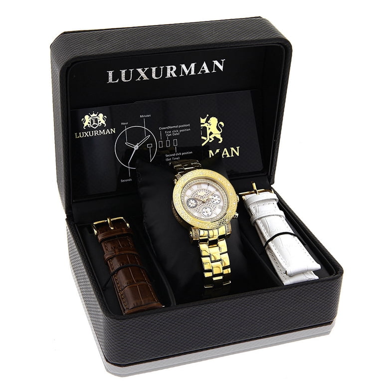 Luxurman Ladies Diamond Watch 0.3ct Yellow Gold Plated Luxurman Real Diamond Watch for Women 0.3ct Yellow Gold  main image 4