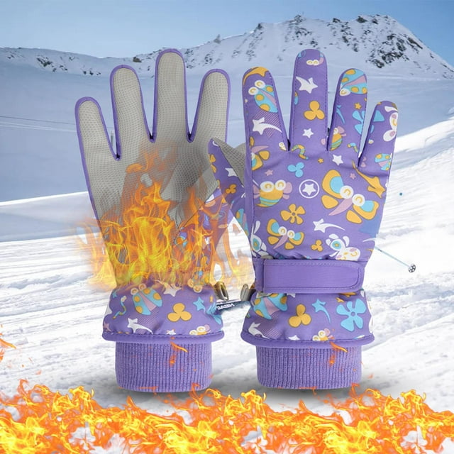 Fiudx Guantes de Nieve para Niños y Niñas, Forro Polar Térmico y Cálido, Diseño Resistente Al Viento y Al Agua, Equipo de Esquí y Snowboard, Mitones Deportivos para Exteriores, para Clima Frío Invern