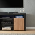 thumbnail image 3 of Lenexa 68" TV Console Table for TVs up to 75", Media Console Table Entertainment Center with RGB LED Lights and 2 Storage Cabinets, Black w/ Walnut Doors, 3 of 6