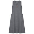 thumbnail image 5 of Admvng Womens Dress Eyelet V Neck Sleeveless Button Detail Summer Beach Vacation Everyday Dress with Pockets, 5 of 8