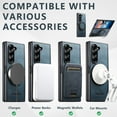 thumbnail image 3 of Case for Samsung Galaxy Z Fold 7, PU Leather + PC Frame, Compatible with MagSafe, Magnetic Rotating Stand, Ultra Slim Shockproof Anti-Scratch Protective Cover, for Men and Women, Blue, 3 of 5