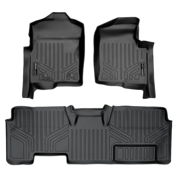 SMARTLINER 2 Rows Custom Fit Floor Liners Compatible with 2011 - 2014 Ford F-150 Super Cab