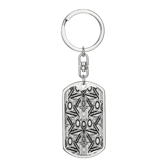 Lotuses Diamond Like Design Stainless Steel or 18k Gold Premium Swivel Dog Tag Keychain