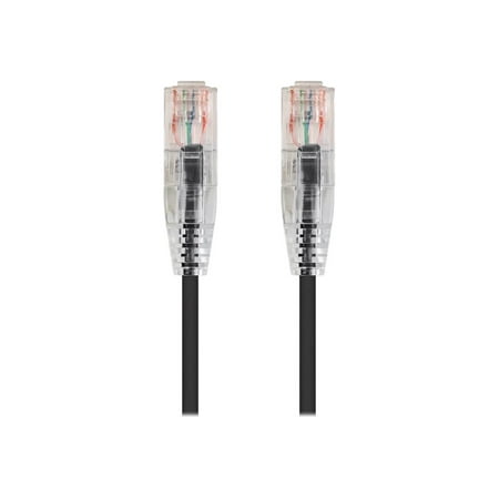 UPC: 0889028098240 | Monoprice SlimRun – Patch cable – RJ-45 (M) to RJ-45 (M) – 50 ft – 0.1 in – UTP – CAT 6 – molded  riser  snagless  stranded – black