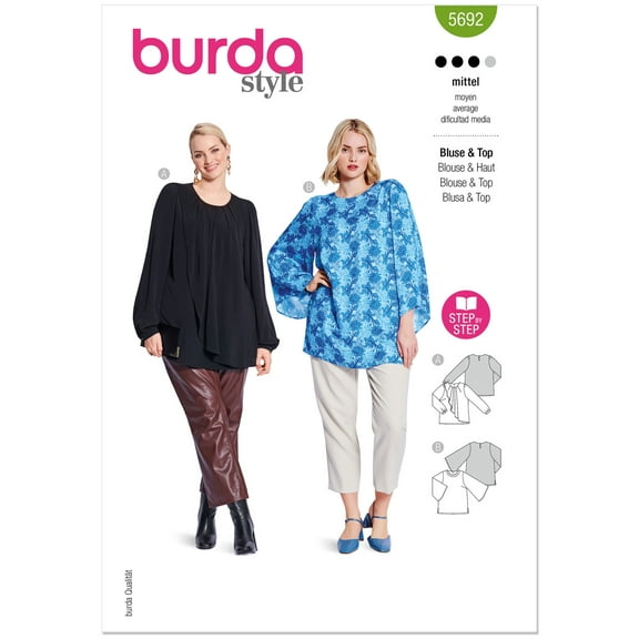 Burda Style Sewing Pattern 5692 -Misses' Blouse and Shirt, Size: A (20-34)