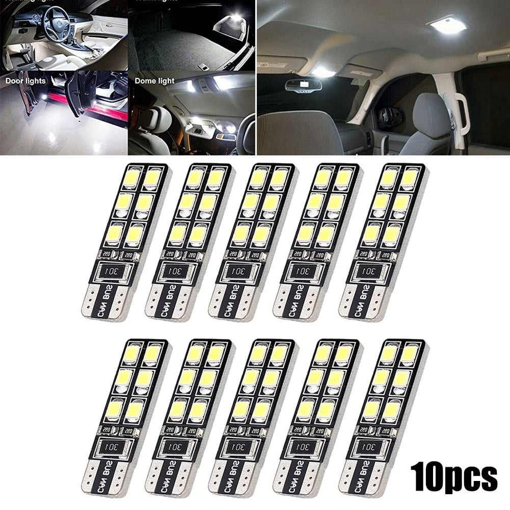 ZonCar 6000K Xenon White Extremely 3-SMD 3030 Chipsets Replacement LED Bulbs Error Free for Map Car Interior Dome Courtesy License Plate Trunk Lights Pack of 2 194 168 T10 2825 W5W LED Bulbs 
