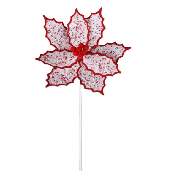 22" Confetti Poinsettia Stem: Red