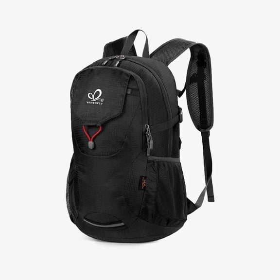 WATERFLY Unisex 30L Small Foldable Packable Travel Hiking Nylon Backpacks Daypack,Black