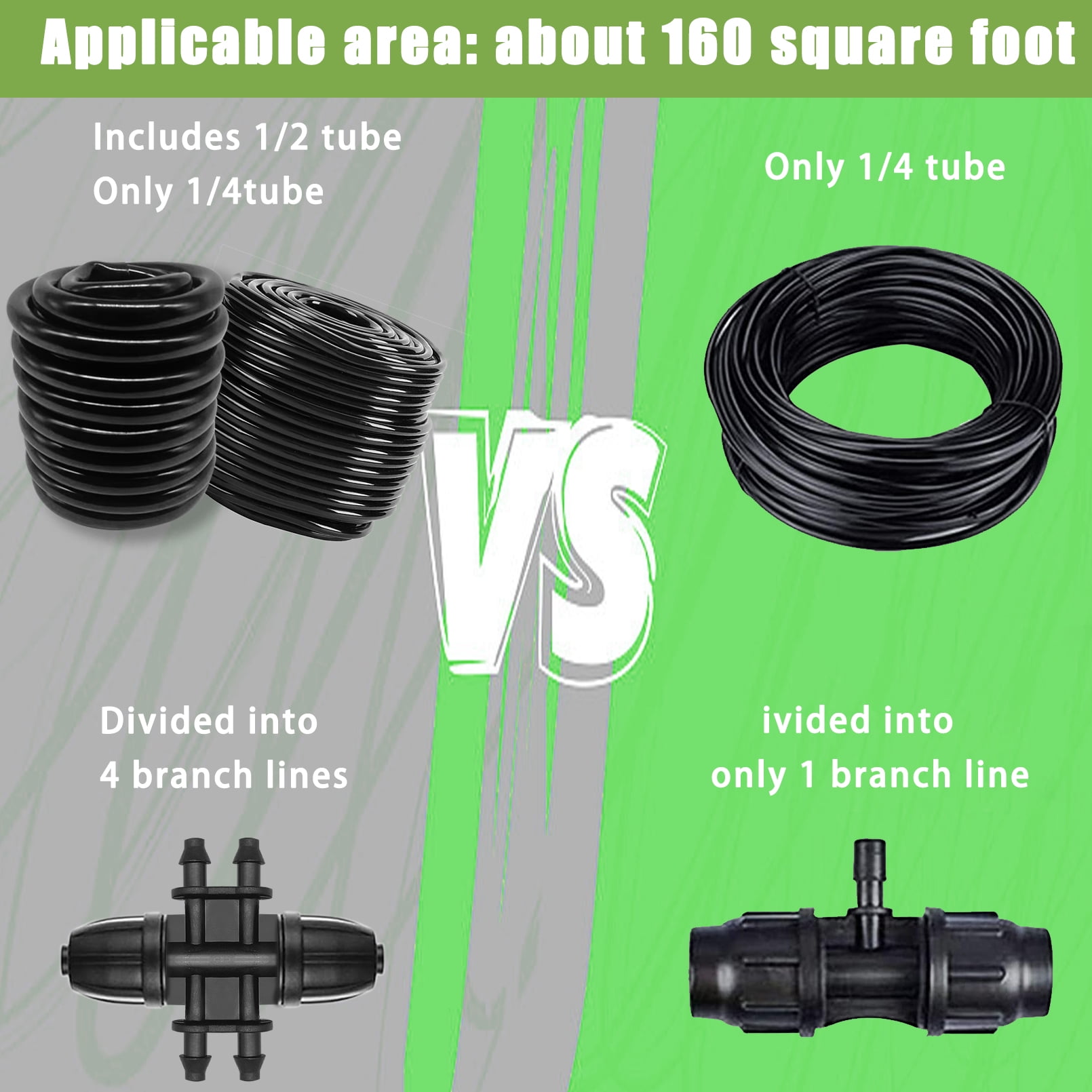 HXXF Drip Irrigation Kit, 132FT/40M+33FT/10M Drip Irrigation Hose+197PCS Garden Drip Irrigation System, Automatic Irrigation Equipment for Garden Greenhouse, Flower Bed,Patio,Lawn