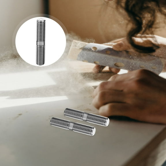 Hemobllo 10Pcs Stainless Steel Fine Rod Double-End Thread Bolts for Car Wheel Conversion