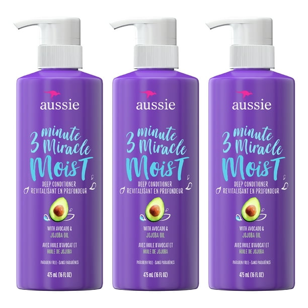 Aussie Paraben-Free Miracle Moist 3 Minute Miracle Conditioner w/ Avocado, 16.0 fl oz, 3 Pack Walmart.com