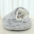 thumbnail image 2 of Winter Warm Pet Bed for Indoor Cats and Small Dogs, Semi-Enclosed Plush Cave with Raised Rim Support, Cozy Sleeping Nest for Anxiety Relief and Home Decor Gift, 2 of 6