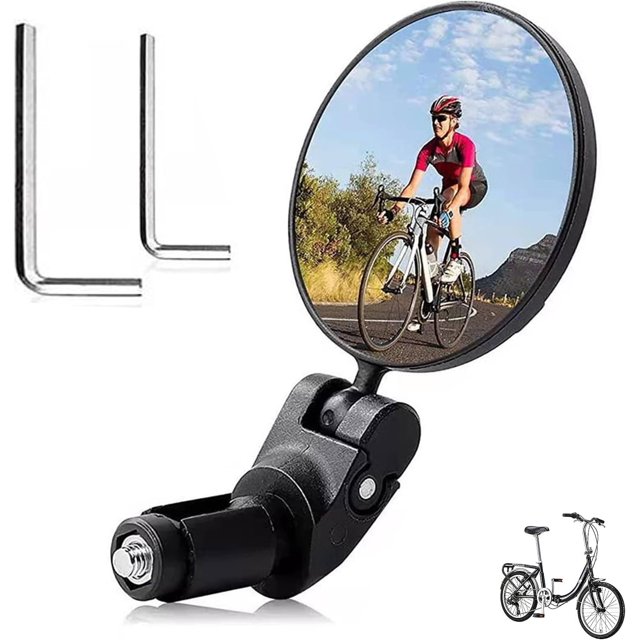 Handlebar Bike Mirror,Bike Mirror Handlebar End Side Mount,HD Safety Rear View Mirrors,Convex Mirror with 360 Degrees Rotational Adjustable,for Mountain Road Bike Cycling