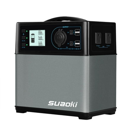 Suaoki 400Wh/120,000mAh Portable Solar Generator, Lithium Ion Power Source with Quiet 300W DC/AC Inverter, 12V Car, DC/AC/USB Outputs, Charged by Solar Panel/AC