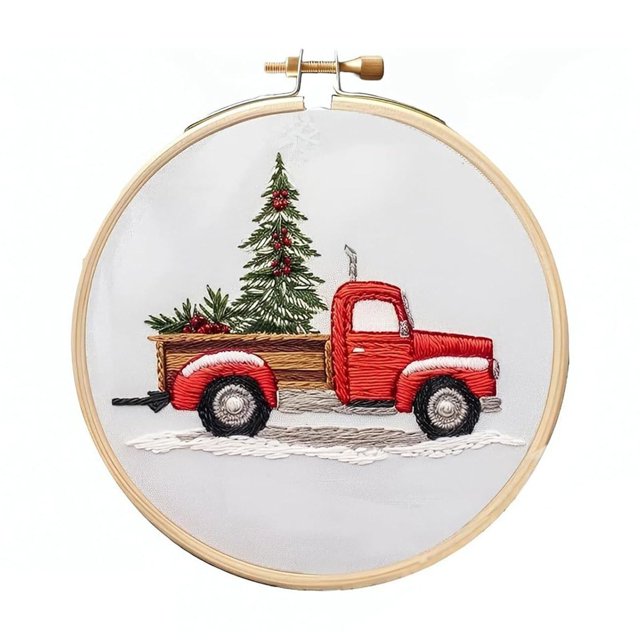 Christmas Embroidery KIT,Adults Kids DIY Handmade,Hand Embroidery Kits With Stamped Embroidery Pattern