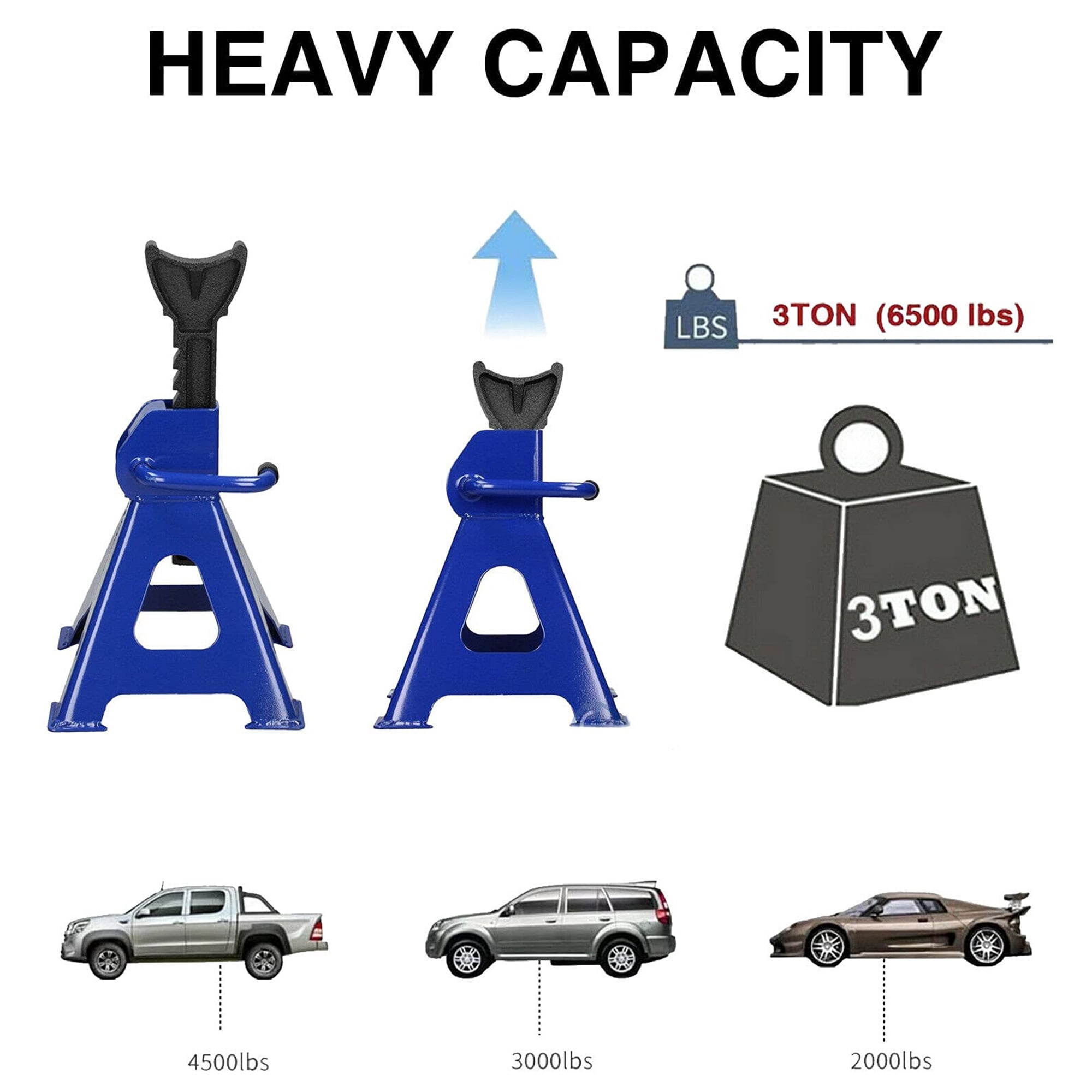 Elook 3 Ton Capacity Stands Set of 2PCS Heavy Duty Jack Stand 6 Ton/Pair Capacity Metal Steel Jack Stands CSelf-Locking Car Lift Auto Repair Tools 1 Pair Truck Jack for Garage Car Repair Maintenance